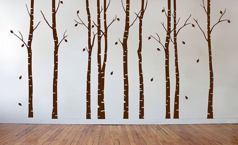 Birch Tree Wall Decal Nursery Forest Vinyl Sticker Removable Animals Branches Art Stencil Leaves (9 Trees)  #HomeDecorTips Tree Wall Painting, Birch Tree Wall Decal, Birch Tree Forest, Tree Cut Out, Sunday School Rooms, Tree Cut, Tree Branch Wall, Bird Wall Decals, Branch Art