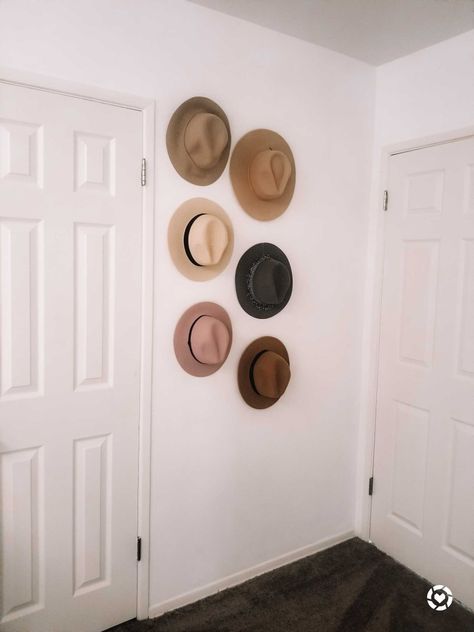 Hat wall / Fedora hat collection http://liketk.it/3jtly @liketoknow.it #liketkit #ltkstyletip #ltksalealert #ltkunder50 #ltkunder100 #ltkhome Hanging Hats On Wall Diy, Cowboy Hat Wall Decor, Western Hat Wall, Hat Wall Display Bedrooms, Hat Room Decor, Cowboy Hat Wall, Teenager Bedroom, Hat Wall, Hanging Hats