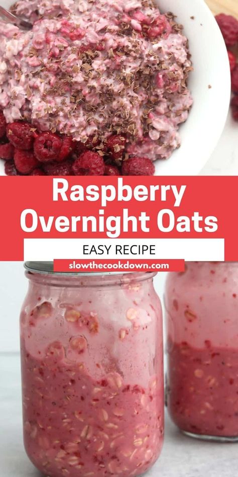 Sweet and tangy, these raspberry overnight oats are one delicious and healthy make ahead breakfast. They take minutes to prep and are perfect to grab and go on busy mornings. Raspberry Overnight Oats, Vanilla Overnight Oats, Overnight Oats Recipe Easy, Oats Recipes Breakfast, Overnight Oats With Yogurt, Healthy Make Ahead Breakfast, Raspberry Oatmeal, Overnight Recipes, Easy Overnight Oats