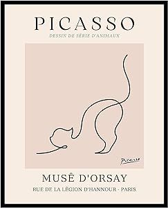 Poster Master Vintage Picasso Poster - Retro One Line Cat Drawing Print - Cat Art - Minimal Gift for Men, Women, Animal Lover - Abstract Wall Decor for Home, Office, Bedroom - 11x14 UNFRAMED Wall Art Picasso Cat Tattoo, Picasso Cat, Picasso Line Drawing, Cat Line Drawing, Picasso Woman, Picasso Line Art, Vintage Minimalism, Picasso Poster, Animal Line Drawings