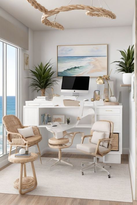 1. Modern Office Décor
2. Coastal Office Design
3. Office Reveal 2024
4. Futuristic Workspace Beach Aesthetic Office, Modern Coastal Office Interior Design, Coastal Modern Office Design, Ocean Office Decor, Beach Themed Office, Modern Coastal Office, Coastal Office Ideas, Villa Bloxburg, Beach Office Decor