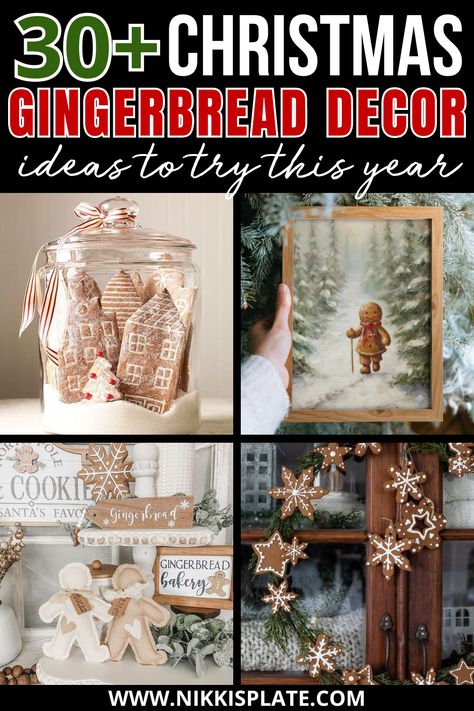 30 Gingerbread Christmas Decor Ideas You Will Love! - NP Christmas Gingerbread Decor, Gingerbread Diy Crafts, Gingerbread Christmas Tree, Gingerbread Decor, Christmas Cookies Gift, Gingerbread Diy, Gingerbread Crafts, Gingerbread Christmas Decor, Gingerbread Decorations