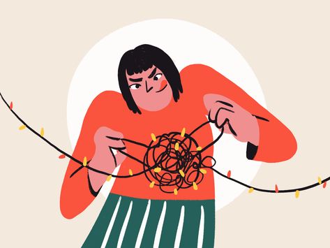 Christmas Lights Illustration by tubik.arts on Dribbble Christmas Animation Illustration, Christmas Lights Illustration, Christmas Lights Images, Light Bulb Illustration, Tangled Christmas Lights, Lights Illustration, Illustration Gif, Tangled Lights, Illustration Reference