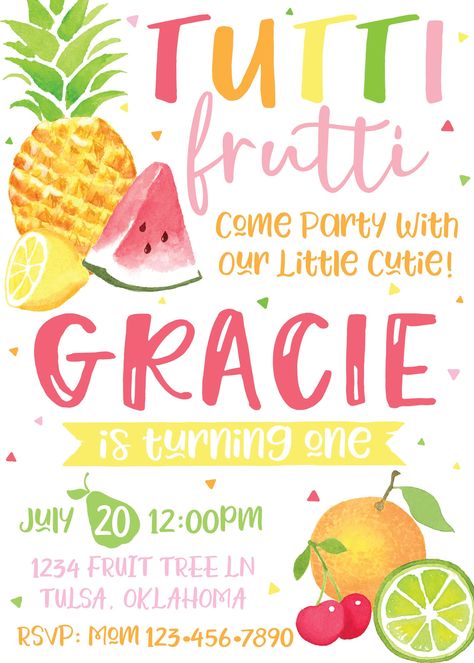 Twotti Fruitti, Twotti Fruity, Tutti Frutti Birthday Party, Fruit Birthday Party, 2nd Birthday Party For Girl, Frozen Themed Birthday Party, Fruit Birthday, 2nd Birthday Party Themes, Girl Birthday Themes