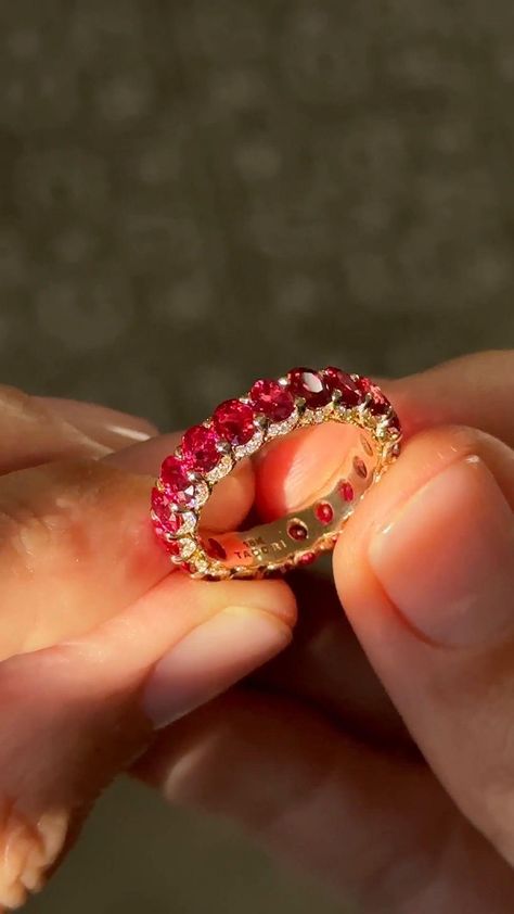 Embrace the allure of rubies! ❤️✨ Our ruby eternity band adds a touch of fiery elegance to any look. #RubyEternityBand Ruby Eternity Ring, Ruby Eternity Band, Ruby Wedding Band, Timeless Symbol, Dream Engagement, Dream Engagement Rings, Ruby Jewelry, Women Diamond, Fine Jewels