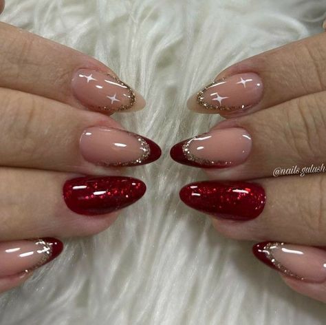 Red And Silver Nails, Hoco Nails, Red And Gold Nails, Soft Nails, Mia 3, Homecoming Nails, Xmas Nails, Fire Nails, Dream Nails