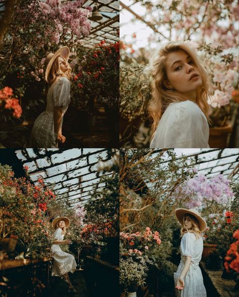 Photoshoot In Garden Ideas, Botanical Garden Portrait Photography, Photoshoot In Botanical Garden, Poses For Garden Shoot, Photoshoot In Greenhouse, Garden Shoot Photography, Garden Fashion Photography, Nature Inspired Photoshoot, Botanical Garden Senior Pictures