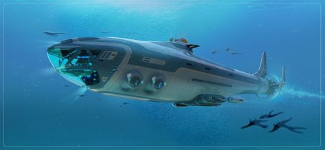 ArtStation - -Submarine Concept-, Pat Presley Subnautica Concept Art, Sci Fi Games, Underwater City, U-boots, Starship Design, Sci Fi Ships, Concept Ships, Futuristic Cars, Vehicle Design