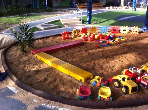 Sandpit set up Sandpit Set Up Ideas Childcare, Outdoor Set Up Childcare Play Areas, Outdoor Sandpit Ideas, Childcare Outdoor Activities, Sandpit Ideas Childcare, Sandpit Activities, Childcare Outdoor Environments, Outdoor Play Area Ideas, Sandpit Ideas