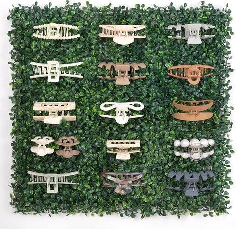 Storing Hair Clips, Clip Organizer, Claw Clips Storage, Organizing Claw Clips, Hair Claw Display Ideas, Claw Clip Greenery Wall, How To Display Hair Clips, Claw Clip Organization Diy, Diy Claw Clip Holder