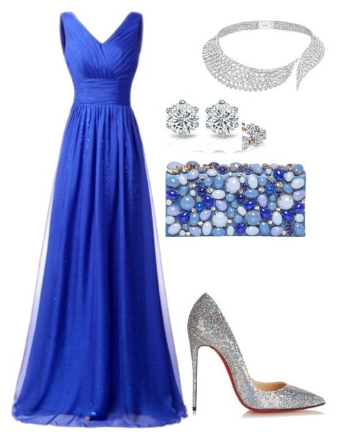 "Klein" by saretasareta on Polyvore featuring Prada, Christian Louboutin, Harry Kotlar and Messika Sapphire Outfit, Formal Occasion Dress, Simply Dresses, Stunning Prom Dresses, Fantasy Dress, Formal Outfit, Fancy Outfits, Sapphire Blue, Lovely Dresses