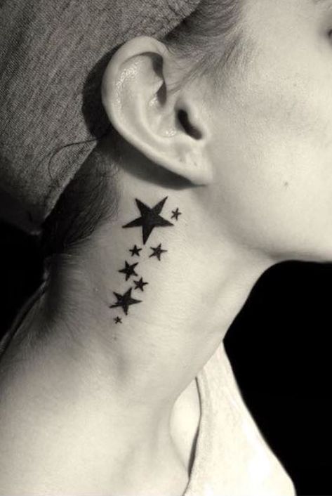 Tattoos Hidden, Best Star Tattoos, Star Tattoos For Men, Vintage Flower Tattoo, Virgo Tattoo Designs, Behind Ear Tattoos, See Tattoo, Side Neck Tattoo, Virgo Tattoo