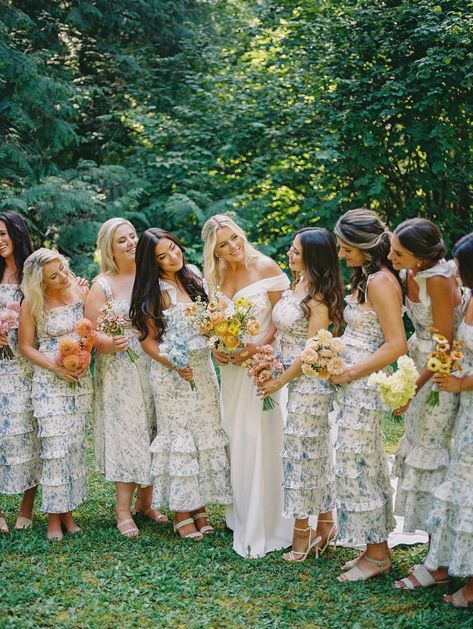 The Best of 2023: Wedding Parties in the Rocky Mountains - Rocky Mountain Bride Bridal Party Looks, English Garden Party, Unique Bridesmaid Dresses, Vintage Bridesmaid Dresses, Bridesmaid Attire, Bridesmaid Inspiration, Elegant Bridesmaid Dresses, Mismatched Bridesmaid Dresses, Anthropologie Wedding