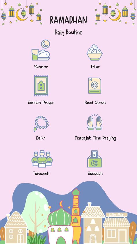 click the image for the template link Ramadhan Wallpaper, Daily Routine Template, Routine Template, Cute Tips, Wallpaper Ramadhan, Link Edit, Ramadan Tips, Ramadhan Kareem, Islamic Events