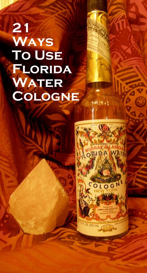 21 Ways to Use Florida Water Cologne- Florida Water Cologne is an all purpose blessing in a bottle. It has been in use for over 200 years and it is still just as useful today. It is a staple in many different spiritual traditions. In my post Bless your soul with Florida Water I talk about how “ it is used everywhere from Peru to Italy to Surinam for sacred blessings.  #FloridaWater is recommended for dozens of uses and here are a few to get you started. #Hoodoo #Voodoo #Blessing Using Florida Water, Hoodoo New Years, Root Work Hoodoo, How To Use Florida Water, Florida Water Uses, How To Make Florida Water, Florida Water Spiritual Uses, Spiritual Perfume, Agua Florida