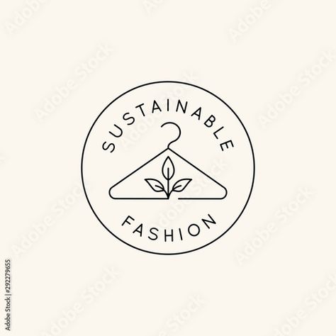 Stock Image: Vector logo design template and emblem in simple line style - sustainable fashion badge Natural Fashion, Fashion Logo Branding, Simple Template, Vector Logo Design, Image Vector, Sustainable Fashion Brands, Logo Design Template, Simple Lines, Personal Branding