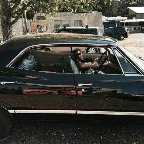 Jensen  Ackles  sleeping  in Baby Sam E Dean Winchester, 67 Impala, Impala 67, Supernatural Series, 1967 Chevrolet Impala, Supernatural Imagines, Jensen Ackles Supernatural, Supernatural Wallpaper, John Winchester