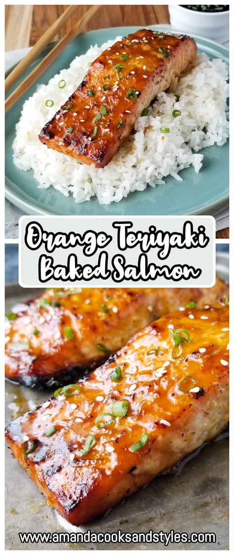 Orange Teriyaki Salmon - Amanda Cooks & Styles Different Types Of Salmon, Summer Fish Dinner, Summer Salmon Dinner, Oven Salmon, Fish Meals, Salmon Recipes Baked Healthy, Fish Dinner Recipes, Easy Salmon Recipes, Skewer Recipes