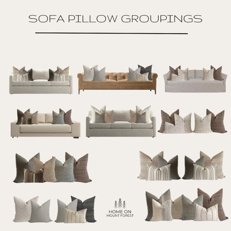 A key part of a curated pillow collection is making sure the colors work together. Whether you choose complementary colors or go for a monochromatic look, a well-coordinated color scheme can tie a room together Interior Design Business Plan, Pillow Combo, Grey Sofa Living Room, Beige Couch, Minimalist Pillows, Narrow Living Room, Pillow Combos, Modern Cushions, Living Room Setup