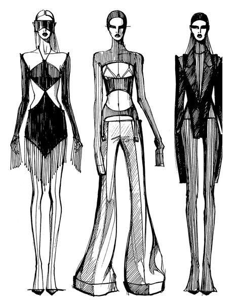 Melique Street, Fashion Sketchbook Inspiration, Silhouette Mode, Istoria Modei, Fashion Design Inspiration, Fashion Model Sketch, Fashion Figure Drawing, Desain Editorial, Fashion Drawing Sketches