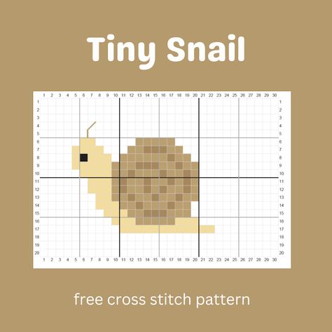 Keeping it Real: Tiny Snail - Free Cross Stitch Pattern Snail Cross Stitch Pattern Free, Mini Mushroom Cross Stitch, Cute Animal Cross Stitch Patterns, Snail Embroidery Pattern, Snail Cross Stitch Pattern, Easy Cross Stitch Patterns Free Simple, Tiny Cross Stitch Patterns Free, Free Mini Cross Stitch Patterns, Cross Stitch Mini Patterns