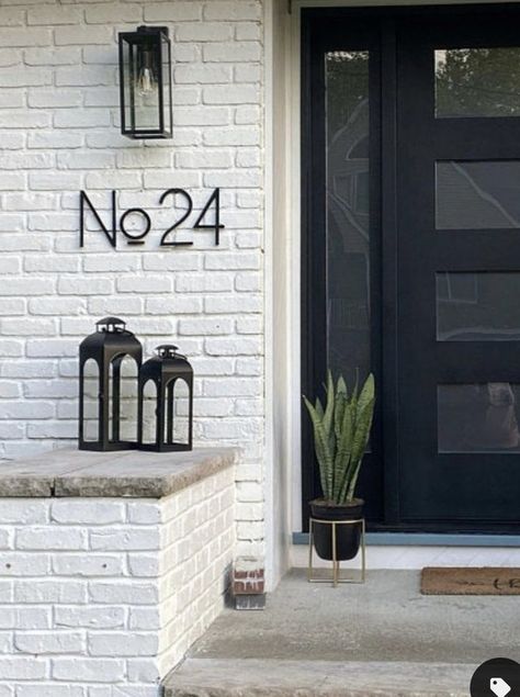 Large House Numbers, Modern House Numbers Sign, Black Front Door, Modern House Number, Number Ideas, Large House, Exterior Makeover, Address Numbers, House Number Sign