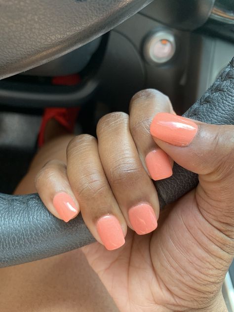 Pink Sns Nails Short, Dip Colors For Nails Summer, Dipped Nails Ideas Spring 2023, Peach Sns Nails, Sns Nails Colors Summer Short, Salmon Color Nails Coral, Coral Gel Nails Short, Summer Nails Peach Coral, Cute Coral Nails