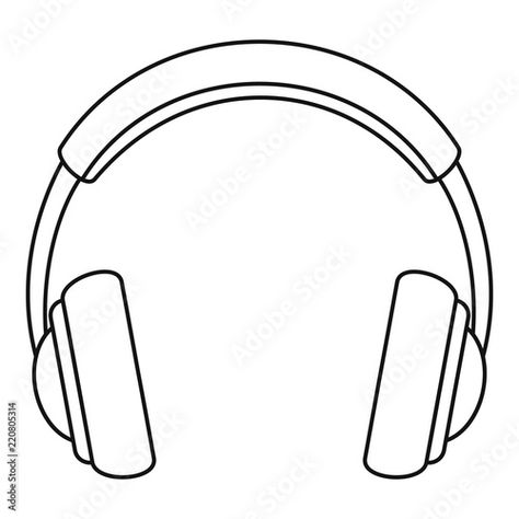 Stock Image: Rock headphones icon. Outline illustration of rock headphones vector icon for web design isolated on white background Easy Headphone Drawings, Headphones Drawing Easy, Headset Drawing, How To Draw Headphones, Headphones Reference, Draw Headphones, Headphones Doodle, Headphone Drawing, Headphone Sketch