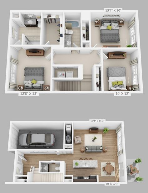 Pelan Rumah, 3d House Plans, House Floor Design, Apartment Floor Plans, Sims House Plans, House Layout Plans, Bedroom Remodel, Small House Design Plans, Apartment Layout