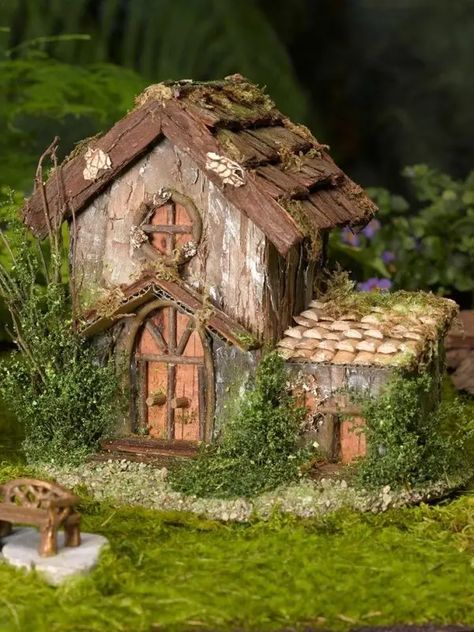 48 Fantastic Fairy Gardens for Your Yard ... Fairy Garden Cottage, Taman Diy, Fairy House Diy, Fairy Garden Designs, Fairy Furniture, Faeries Gardens, Fairy Tree, Fairy Garden Houses, Diy Fairy