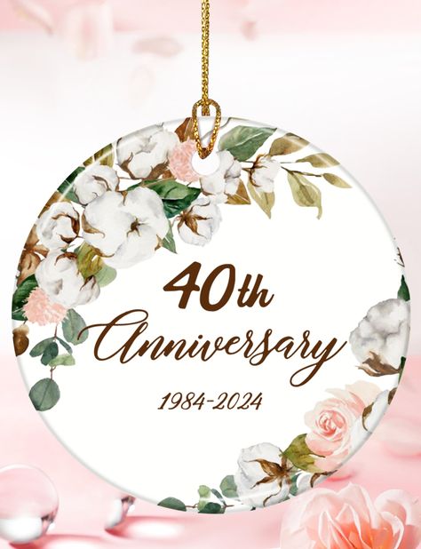 PRICES MAY VARY. 🎁40th Anniversary Gifts for Couple - As the most memorial, special and unique gift to witness your 40th years marriage anniversary, it is not only a decoration, it also can be kept as a keepsake for a long time, like your strong marriage. ❤️Double Side Printing - This 40th anniversary marriage ornament has double side printing colorful pattern on the front and back,so you can see it no matter how you hang it. Made of quality ceramic, keeps all sides pattern clear and delicate, 60th Anniversary Gifts, 60 Year Anniversary, 40 Year Anniversary, Valentines Day Ideas, Valentines Day Gifts Ideas, Anniversary Ornament, 40th Anniversary Gifts, Wedding Gifts For Parents, 60 Wedding Anniversary