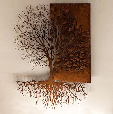 Metal Wall Decor Tree of Life Wall Art Corten Tree Metal | Etsy Wall Decor Metal Art, Tree Of Life Interior Design, Custom Wall Tree, Wood And Metal Wall Art, Large Metal Wall Art Living Room, Metal Wall Art Trees, Metal Wall Decor Living Room, Metal Tree Sculpture, Wooden Lattice