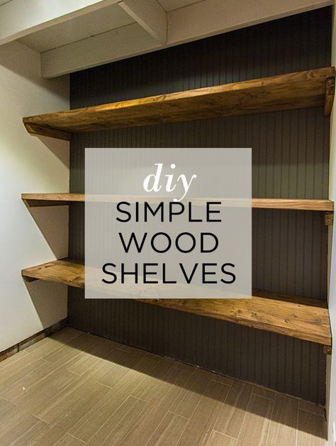 Large Shelves On Wall, Large Laundry Room Shelves, Long Wooden Shelves, Long Shelving Ideas, Diy Bedroom Shelving Ideas Wall Shelves, Diy Shelves For Clothes, Long Pantry Shelves, Diy Wooden Shelves Storage, Easy Storage Shelves Diy