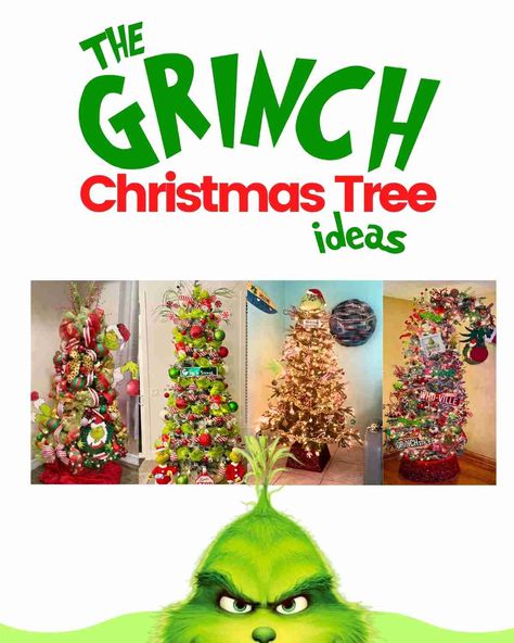 grinch christmas trees Christmas Tree Ideas Grinch, Grinch Christmas Trees, Grinch Christmas Tree Ideas Themed, Grinch Christmas Tree Ideas, The Grinch Christmas Tree, Best Christmas Tree Stand, Unique Christmas Trees Themes, Whoville Christmas Decorations, Christmas Tree Inspo