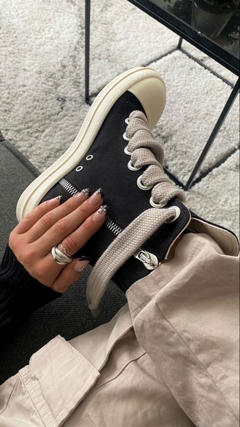 Chrome Hearts Nails, Chrome Hearts Fashion, Rick Owens Shoes Outfit, Hearts Nails, Sneakerhead Room, Rick Owens Shoes, Rick Owens Sneakers, Back To School Shoes, Trendy Shoes Sneakers