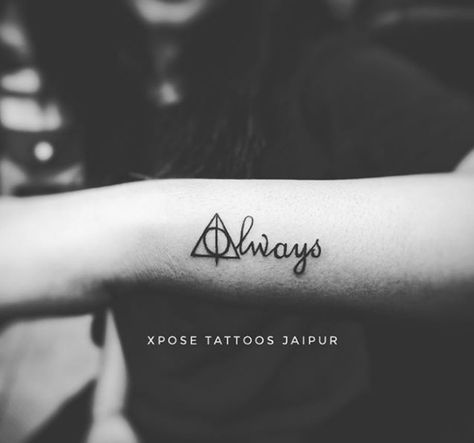 For Always Tattoo, Snape Deathly Hallows, Always Harry Potter Tattoo, Tattoo Harry Potter, Piercing Aesthetic, Always Tattoo, Harry Tattoos, Science Tattoos, Hp Tattoo