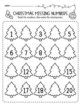 Christmas Winter Missing Numbers 1-20 Preschool Math Activity Worksheets Vpk Christmas Activities, Christmas Math Ideas For Preschool, Learning Christmas Activities, Gravity Kindergarten, Christmas Preschool Learning Activities, Preschool Worksheets Christmas, What Number Comes Next Worksheets, Christmas Counting Worksheet, Christmas Themed Worksheets