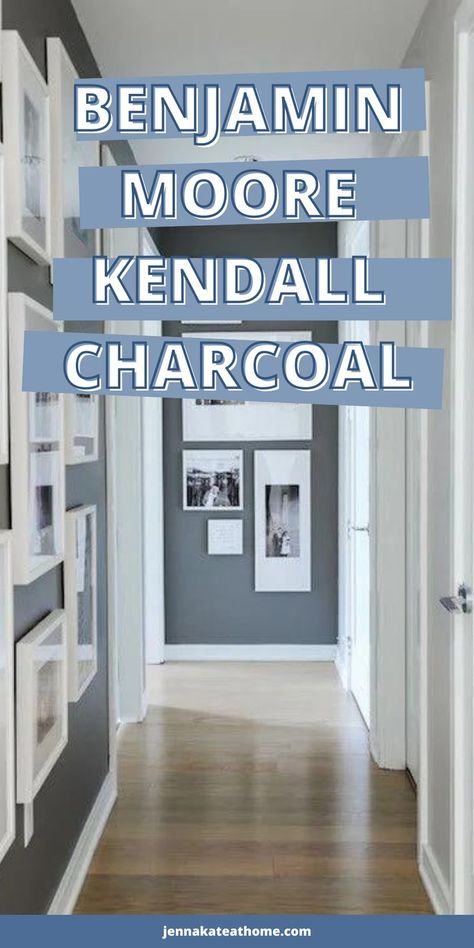 Moody Gray Paint, Slate Gray Paint, Charcoal Paint Color, Wall Kitchen Island, Kendall Charcoal Benjamin Moore, Benjamin Moore Kendall Charcoal, Statement Fireplace, Benjamin Moore Chelsea Gray, Accent Wall Kitchen