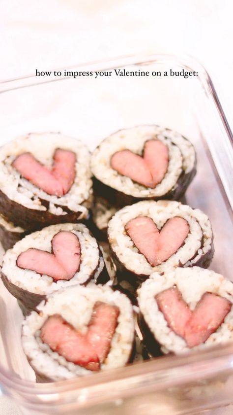 Heart Spam Musubi, Spam And Rice, Spam Sushi, Spam Recipes, Spam Musubi, Canned Ham, Homemade Sushi, Fun Foods, A Lot Of Money