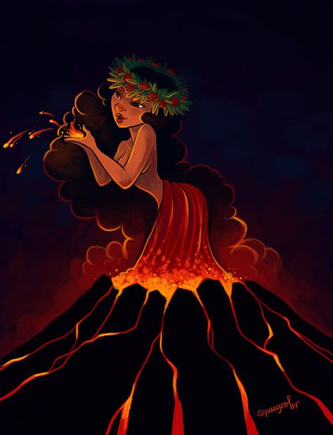 squeegool:  Pele , the Hawaiian goddess of volcanoes for today’s... Hawaiian Mythology, Hawaiian Goddess, Nature Goddess, Hawaiian Art, Sacred Feminine, Goddess Art, Mystical Creatures, Hippie Art, The Goddess