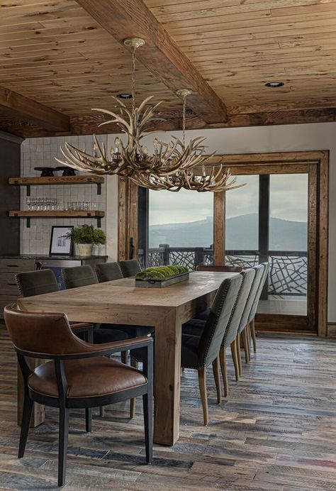 Banner Elk North Carolina Interior Design Construction Mountain House Dining Table, Colorado Lodge Interior, Mountain Eclectic, Lodge Interior Design, Cozy Cabin Aesthetic, Lodge Dining Room, Mountain House Interior, Banner Elk North Carolina, Modern Cabin Interior