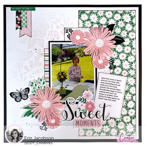 Flower Scrapbook Layout, Pretty Scrapbook, Ctmh Scrapbooking Layouts, Fall Scrapbook Layouts, Ctmh Layouts, Scrapbook Design Layout, Beautiful Scrapbook Layouts, Christmas Scrapbook Layouts, Scrapbooking Layouts Baby