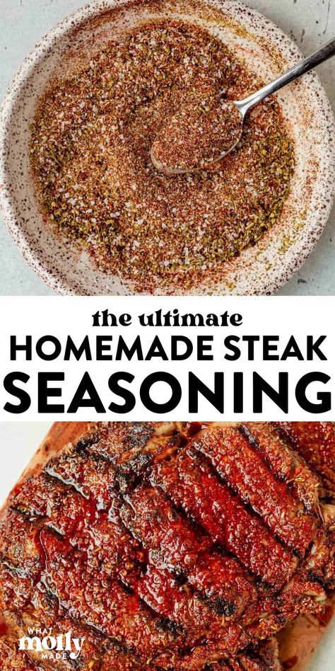 When it comes to cooking a good steak, the right steak seasoning can make all the difference. Nothing compares to the flavors and aroma of homemade steak seasoning. Use this easy recipe on tacos, French fries, burgers, salads. Perfect for foods that are grilled, broiled, baked, roasted, cooked in the cast iron, oven, or stove top! Best Seasonings For Steak, Dry Rub Steak Seasoning, Steak Seasoning Recipes Easy, Steak Seasoning Recipes, Seasoning For Steak, Grilled Steak Seasoning, Homemade Steak Seasoning, Season Steak, Steak Seasoning Recipe