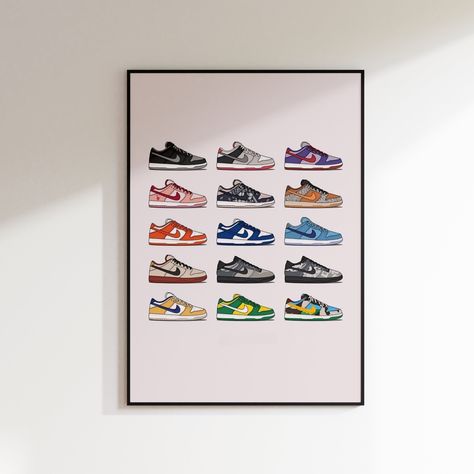 Transform your space with our Sneaker Posters and Prints. Our Sneaker Wall Art and Decorations are perfect for Sneakerheads looking to showcase their passion. Featuring iconic designs and Air Jordan posters, our collection adds a stylish touch to any room. Whether you're decorating your bedroom, office, or sneaker closet, our Sneaker Decor provides the perfect finishing touch. Browse our selection today and bring your love for sneakers to life with our Sneakerhead Posters. This printable art is Air Jordan Artwork, Sneaker Head Decor, Jordan Decor, Air Jordan Poster, Sneaker Decor, Sneaker Wall Art, Poster Nike, Sneaker Wall, Jordan Poster