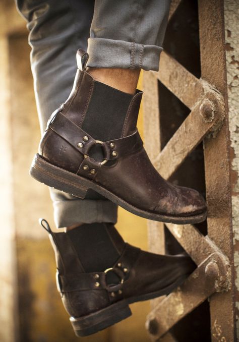 Stone Harness Chelsea Boot | The Frye Company The Frye Company, Leather Footwear, Leather Boot Shoes, Frye Boots, Men's Footwear, Footwear Collection, Men Model, Chelsea Boot, Boots Shoes