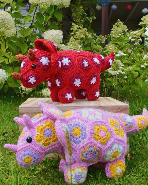 Just finished a special request for a personalized triceratops!! 🍎🫧 Isn’t he cute? 🥰🍎 • These adorable African Flower Triceratops’s are available on my Etsy! Go check it out 🫧🫶🏻 • #triceratops #crochet #crochetgram #dinosaur #trending #crocheter #amigurumi #toys #plushie African Flower Triceratops, African Flowers, Amigurumi Toys, Check It Out, Amigurumi, Bracelet, Toys, Crochet, Flowers