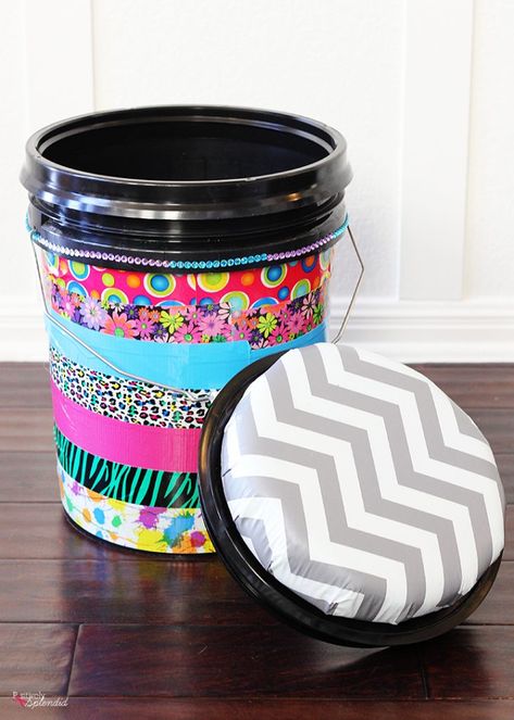 Girl Scout Sit Upon Bucket Classroom Bucket Seats, 5 Gallon Bucket Seat Cushion Diy, Sit Upon Bucket, Girl Scout Sit Upon, Bucket Painting Ideas, Softball Buckets, Paint Bucket Seats, Scouts Camping, Bucket Crafts