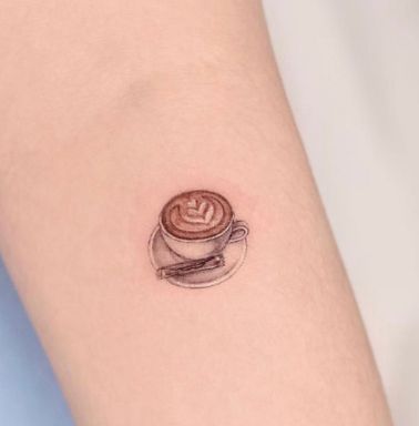 Coffee Aesthetic Tattoo, Starbucks Tattoo Small, Coffee Finger Tattoo, Coffee Art Tattoo, Coffee Bean Tattoo Small, Small Coffee Tattoo, Cappuccino Tattoo, Mocha Tattoo, Coffee Flower Tattoo