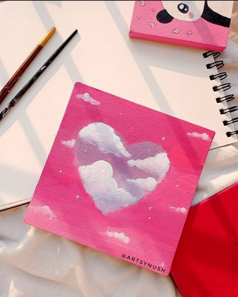 Little Canvas Paintings Valentines, Valentines Heart Painting Ideas, Canvas Painting Ideas For Love, Valentines Gift Painting, Cute Painting Ideas For Valentines Day, Valentine’s Day Canvas Painting Ideas, Paint Ideas On Small Canvas, Painting Inspiration Small Canvas, Valentine’s Day Painting On Canvas For Boyfriend