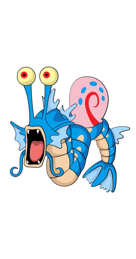 Gyarados Pokemon Tattoo, Cartoon Mashup Art, Gyarados Pokemon Art, Gyrados Pokemon Art, Gyrados Pokemon Tattoo, Gyarados Tattoo, Pokémon Painting, Disney Tattoos For Men, Gary Spongebob